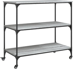 vidaXL - Keukentrolley - 102x50x95 - cm - bewerkt - hout - grijs - sonoma - eiken