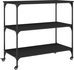 vidaXL - Keukentrolley - 102x50x95 - cm - bewerkt - hout - zwart