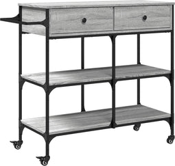 vidaXL - Keukentrolley - 105x42x95 - cm - bewerkt - hout - grijs - sonoma - eikenkleur