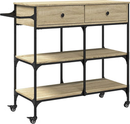 vidaXL - Keukentrolley - 105x42x95 - cm - bewerkt - hout - sonoma - eikenkleurig