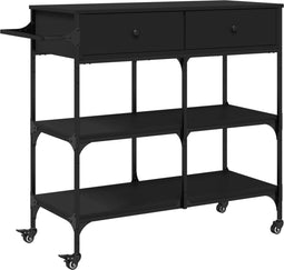 vidaXL - Keukentrolley - 105x42x95 - cm - bewerkt - hout - zwart