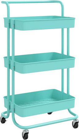 vidaXL - Keukentrolley - 3-laags - 42x35x85 - cm - ijzer - en - ABS - turquoise