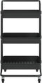 vidaXL - Keukentrolley - 3-laags - 42x35x85 - cm - ijzer - en - ABS - zwart