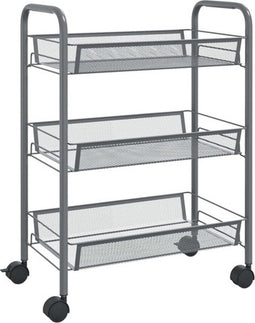 vidaXL - Keukentrolley - 3-laags - 46x26x54 - cm - ijzer - grijs