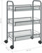 vidaXL - Keukentrolley - 3-laags - 46x26x54 - cm - ijzer - grijs