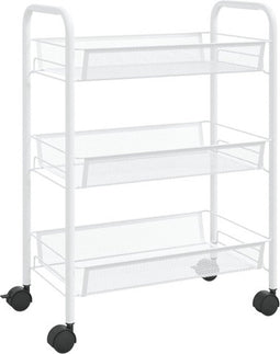 vidaXL - Keukentrolley - 3-laags - 46x26x54 - cm - ijzer - wit