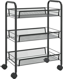 vidaXL - Keukentrolley - 3-laags - 46x26x64 - cm - ijzer - zwart