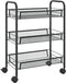 vidaXL - Keukentrolley - 3-laags - 46x26x64 - cm - ijzer - zwart