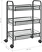 vidaXL - Keukentrolley - 3-laags - 46x26x64 - cm - ijzer - zwart