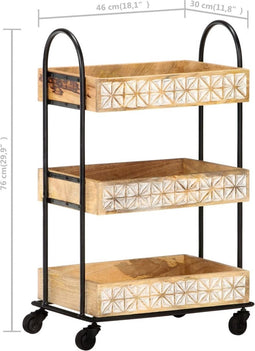 vidaXL - Keukentrolley - 3-laags - 46x30x76 - cm - massief - mangohout