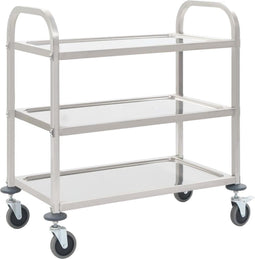vidaXL - Keukentrolley - 3-laags - 95x45x83,5 - cm - roestvrij - staal