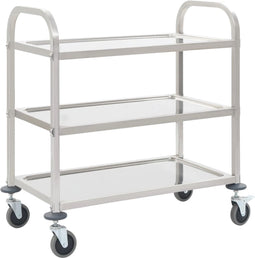 vidaXL - Keukentrolley - 3-laags - 96,5x55x90 - cm - roestvrij - staal
