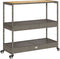 vidaXL - Keukentrolley - 3-laags - poly - rattan - en - massief - acaciahout - grijs