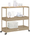 vidaXL - Keukentrolley - 3-laags - poly - rattan - en - massief - acaciahout - beige