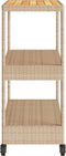 vidaXL - Keukentrolley - 3-laags - poly - rattan - en - massief - acaciahout - beige