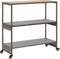 vidaXL - Keukentrolley - 3-laags - poly - rattan - en - massief - acaciahout - grijs