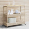 vidaXL - Keukentrolley - 3-laags - poly - rattan - en - massief - acaciahout - beige