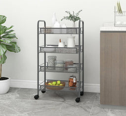 vidaXL - Keukentrolley - 4-laags - 46x26x85 - cm - ijzer - grijs