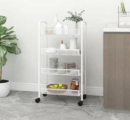 vidaXL - Keukentrolley - 4-laags - 46x26x85 - cm - ijzer - wit