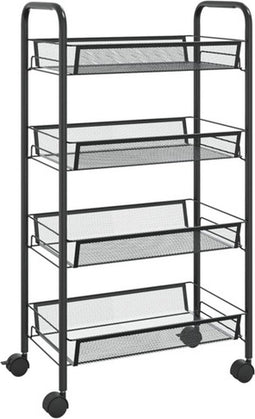 vidaXL - Keukentrolley - 4-laags - 46x26x85 - cm - ijzer - zwart