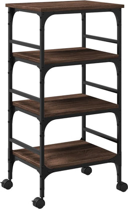 vidaXL - Keukentrolley - 45x35x89,5 - cm - bewerkt - hout - bruin - eikenkleurig
