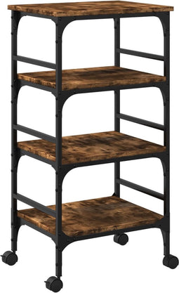 vidaXL - Keukentrolley - 45x35x89,5 - cm - bewerkt - hout - gerookt - eikenkleurig