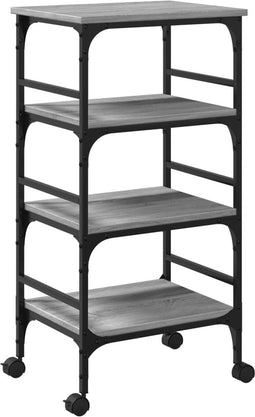vidaXL - Keukentrolley - 45x35x89,5 - cm - bewerkt - hout - grijs - sonoma - eiken