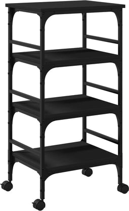 vidaXL - Keukentrolley - 45x35x89,5 - cm - bewerkt - hout - zwart