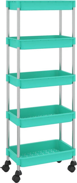 vidaXL - Keukentrolley - 5-laags - 42x29x128 - cm - ijzer - en - ABS - turquoise