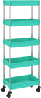 vidaXL - Keukentrolley - 5-laags - 42x29x128 - cm - ijzer - en - ABS - turquoise