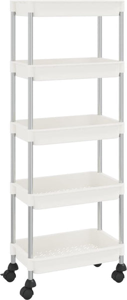 vidaXL - Keukentrolley - 5-laags - 42x29x128 - cm - ijzer - en - ABS - wit