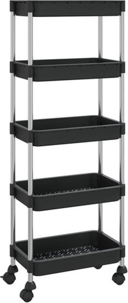 vidaXL - Keukentrolley - 5-laags - 42x29x128 - cm - ijzer - en - ABS - zwart