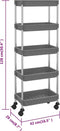 vidaXL - Keukentrolley - 5-laags - 42x29x128 - cm - ijzer - en - ABS - grijs