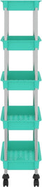 vidaXL - Keukentrolley - 5-laags - 42x29x128 - cm - ijzer - en - ABS - turquoise