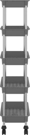 vidaXL - Keukentrolley - 5-laags - 42x29x128 - cm - ijzer - en - ABS - grijs