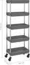 vidaXL - Keukentrolley - 5-laags - 42x29x128 - cm - ijzer - en - ABS - grijs
