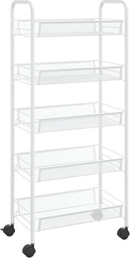 vidaXL - Keukentrolley - 5-laags - 46x26x105 - cm - ijzer - wit