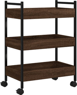 vidaXL - Keukentrolley - 50x30x70 - cm - bewerkt - hout - bruin - eikenkleurig