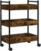 vidaXL - Keukentrolley - 50x30x70 - cm - bewerkt - hout - gerookt - eikenkleurig