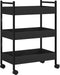 vidaXL - Keukentrolley - 50x30x70 - cm - bewerkt - hout - zwart