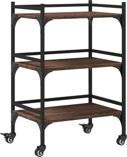 vidaXL - Keukentrolley - 50x35x75,5 - cm - bewerkt - hout - bruin - eikenkleurig