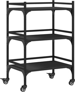 vidaXL - Keukentrolley - 50x35x75,5 - cm - bewerkt - hout - zwart