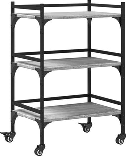 vidaXL - Keukentrolley - 50x35x75,5cm - bewerkt - hout - grijs - sonoma - eikenkleur