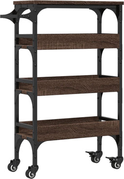 vidaXL - Keukentrolley - 53x20x76 - cm - bewerkt - hout - bruin - eikenkleurig