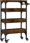vidaXL - Keukentrolley - 53x20x76 - cm - bewerkt - hout - gerookt - eikenkleurig