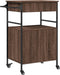 vidaXL - Keukentrolley - 56x43x89,5 - cm - bewerkt - hout - bruin - eikenkleurig