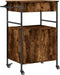 vidaXL - Keukentrolley - 56x43x89,5 - cm - bewerkt - hout - gerookt - eikenkleurig