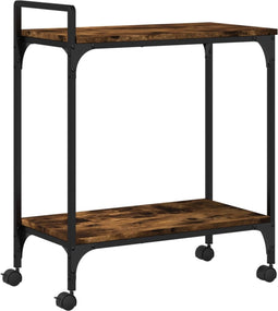 vidaXL - Keukentrolley - 60,5x31x72,5 - cm - bewerkt - hout - gerookt - eikenkleurig