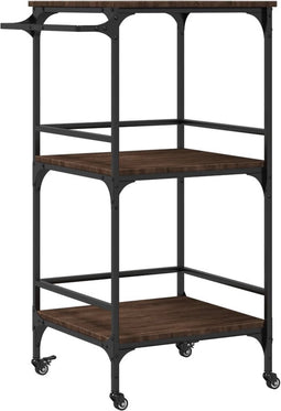 vidaXL - Keukentrolley - 60,5x50x105 - cm - bewerkt - hout - bruin - eiken