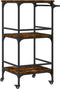 vidaXL - Keukentrolley - 60,5x50x105 - cm - bewerkt - hout - gerookt - eikenkleurig